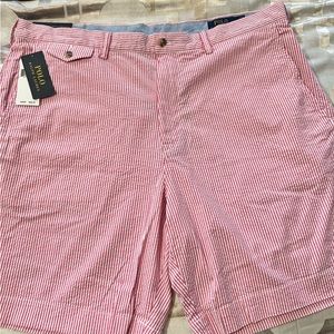 NWT Pink/White stripe Polo Seersucker Shorts.